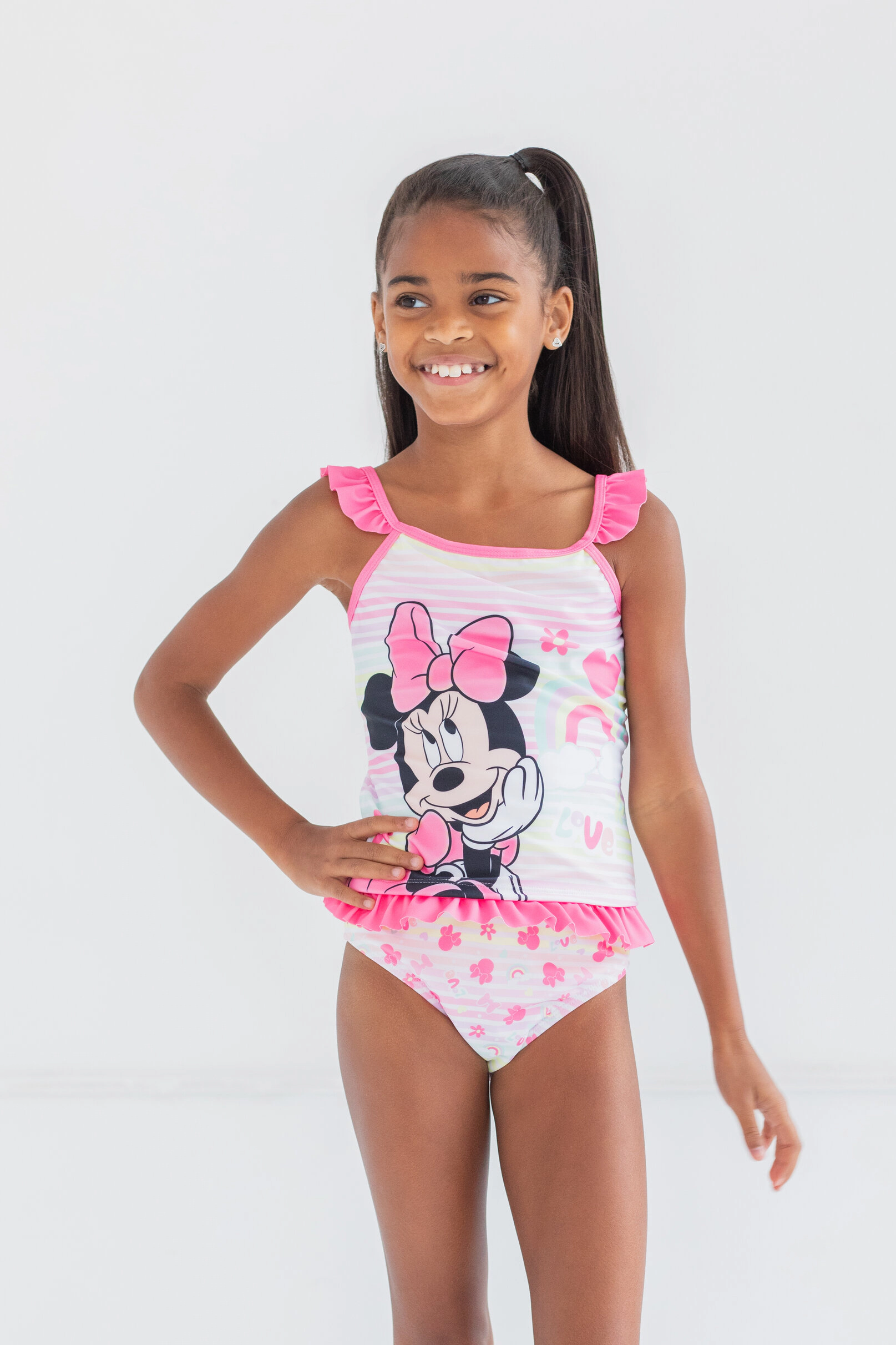 Disney Minnie Mouse Girls' Swimwear Tankini and Bikini Bottom Set