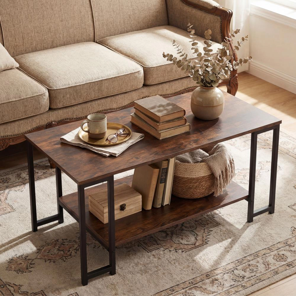 Hivvago Modern Accent Table With Open Storage Shelf For Apartment And Lounge