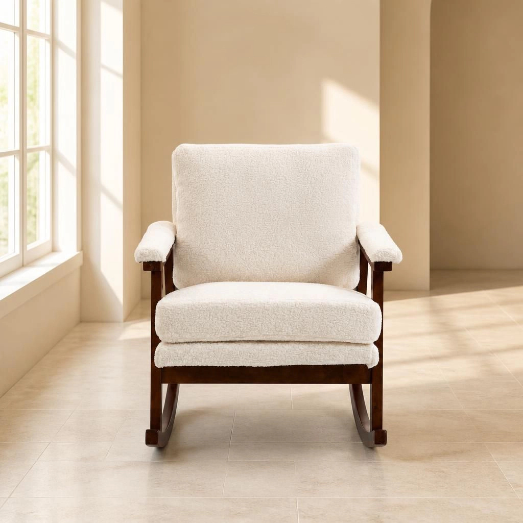 GOODSILO Soft Upholstered Teddy Fabric Rocking Chair