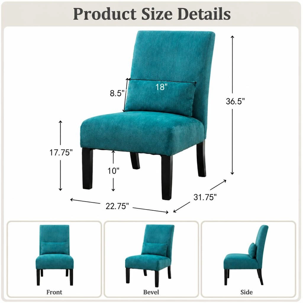 GOODSILO Modern Upholstered Armless Accent Chair for Indoor Seating