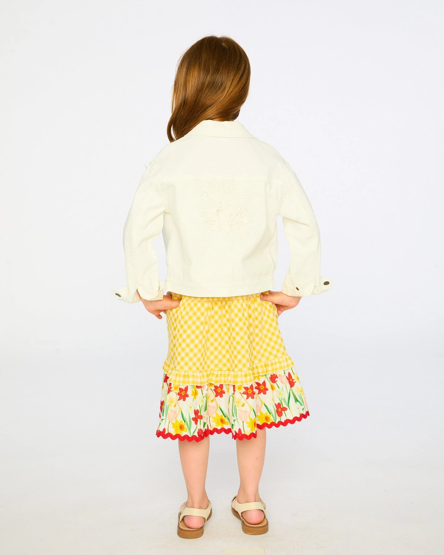 Deux par Deux Girls Denim Jacket with Embroidery