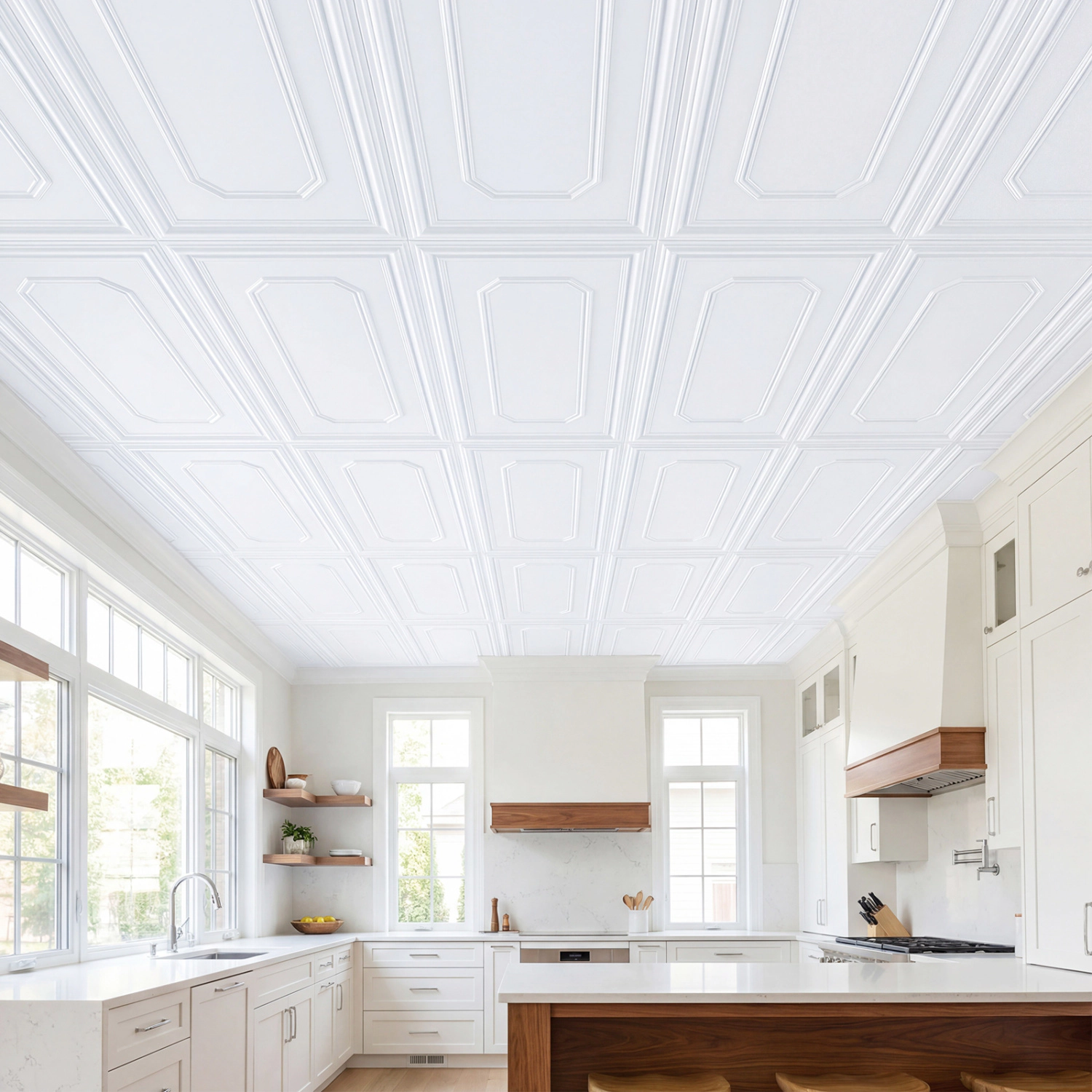 LJG Ceiling Tiles Decorative PVC Ceiling Covering Panels