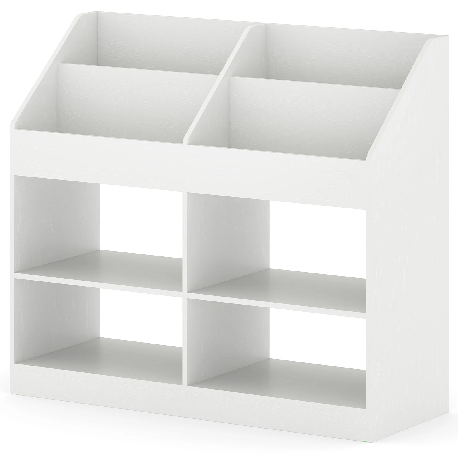 SUGIFT 3-Tier 31.5-in Kids Bookshelf and Toy Storage Organizer with Top Display Rack and 4 Open Compartments