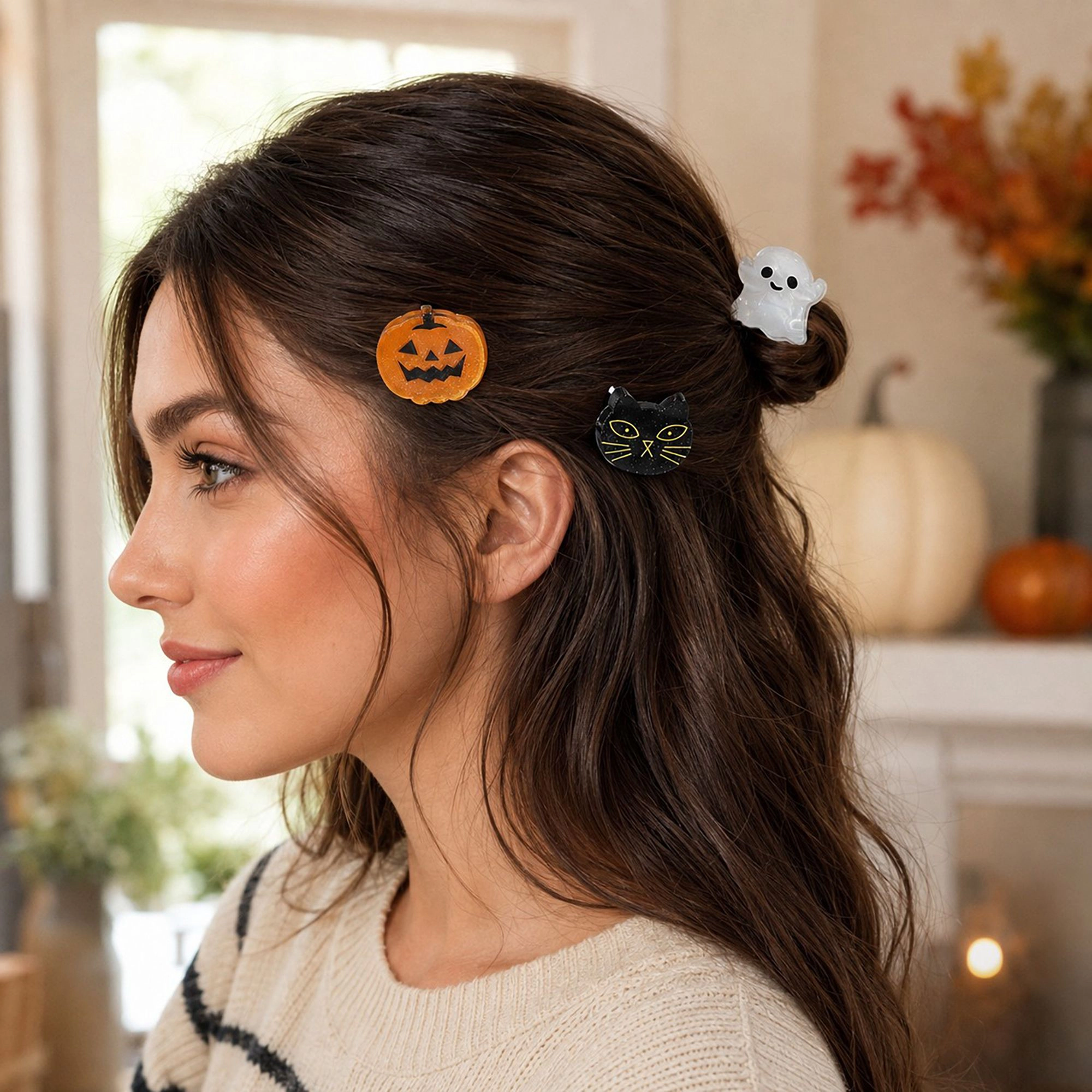 Alilang Women's 6-Piece Halloween Pumpkin Ghost Bat Spider Hair Clip Set