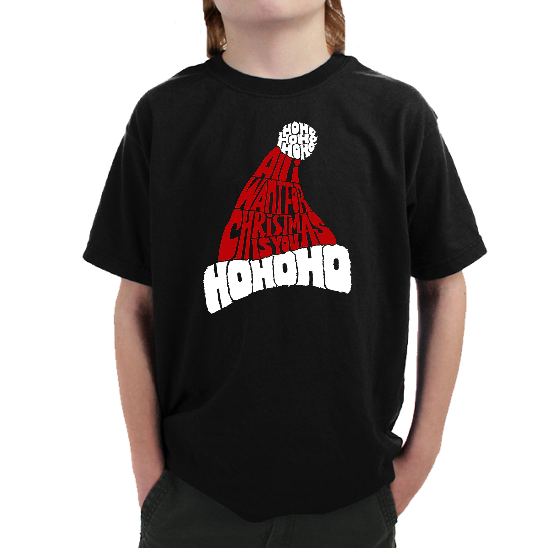 LA Pop Art Boy's Word T-Shirt - All I Want For Christmas Is You