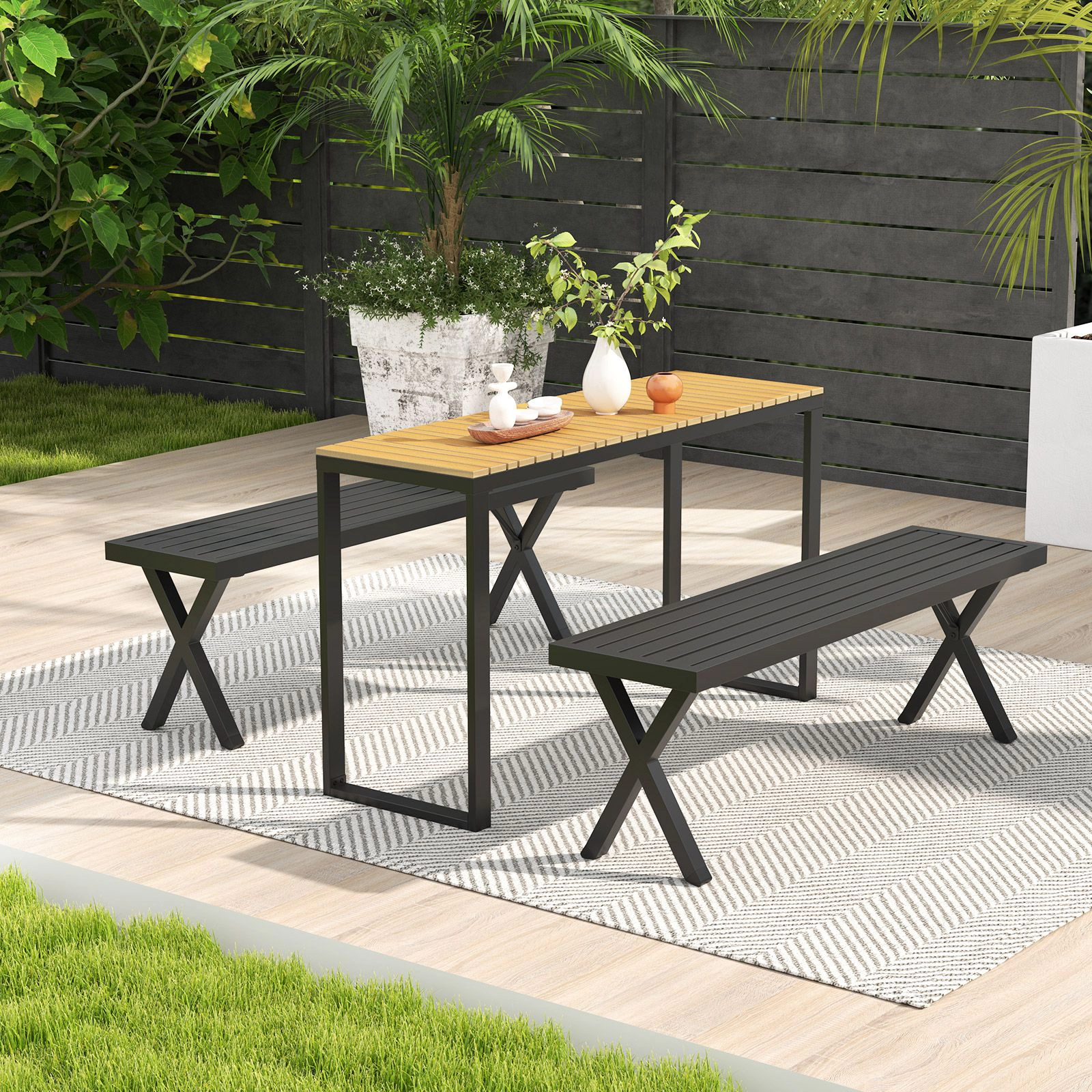 SlickBlue Heavy Duty Backless Patio Bench for Porch and Garden