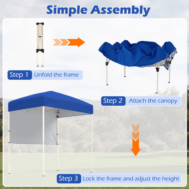 Hivvago 6 x 4 FT Pop-Up Canopy Tent with 1 Half Sidewall Easy Setup Folding Outdoor Sun Shelter