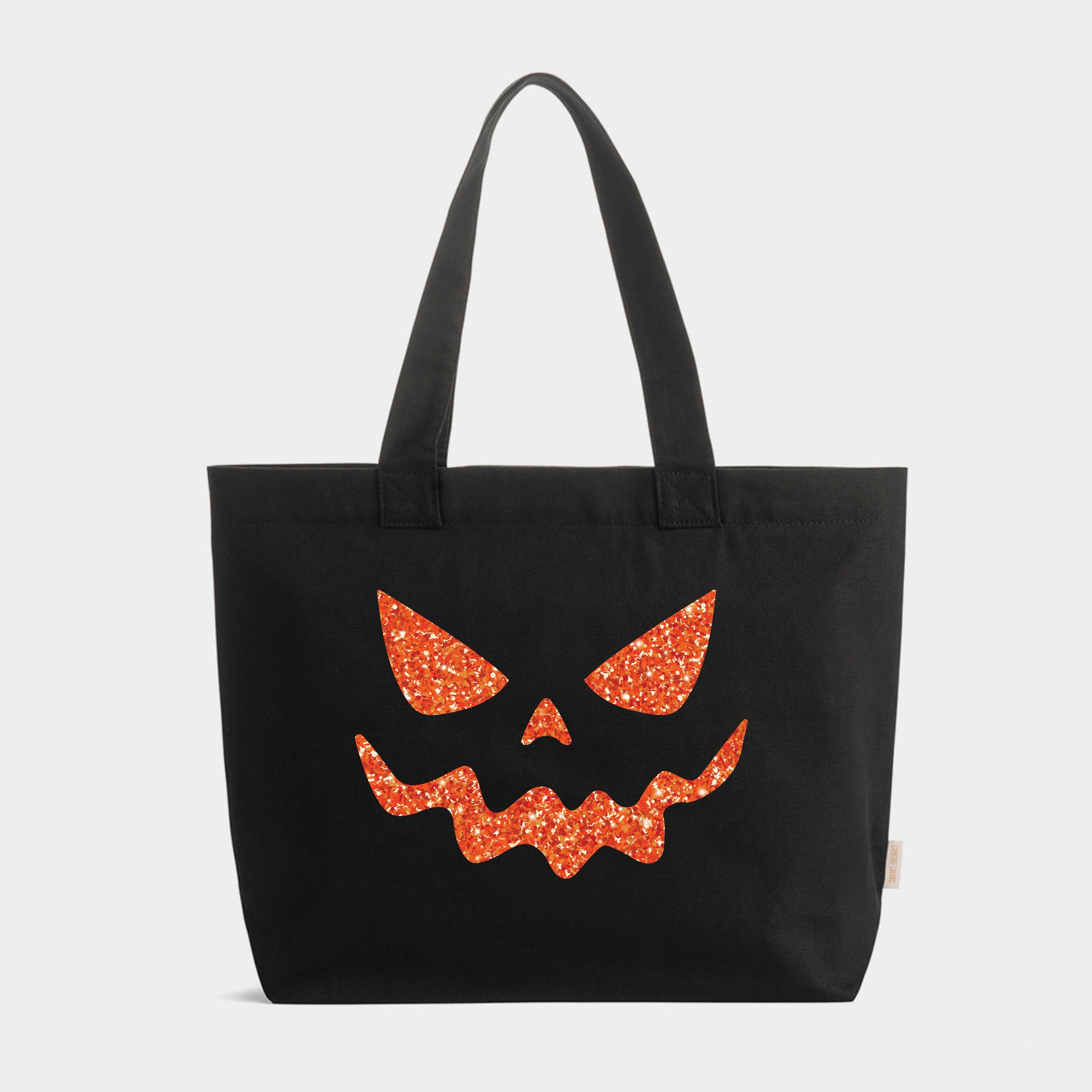 Simply Sage Market - Zippered Canvas Tote - Pumpkin Face Glitter
