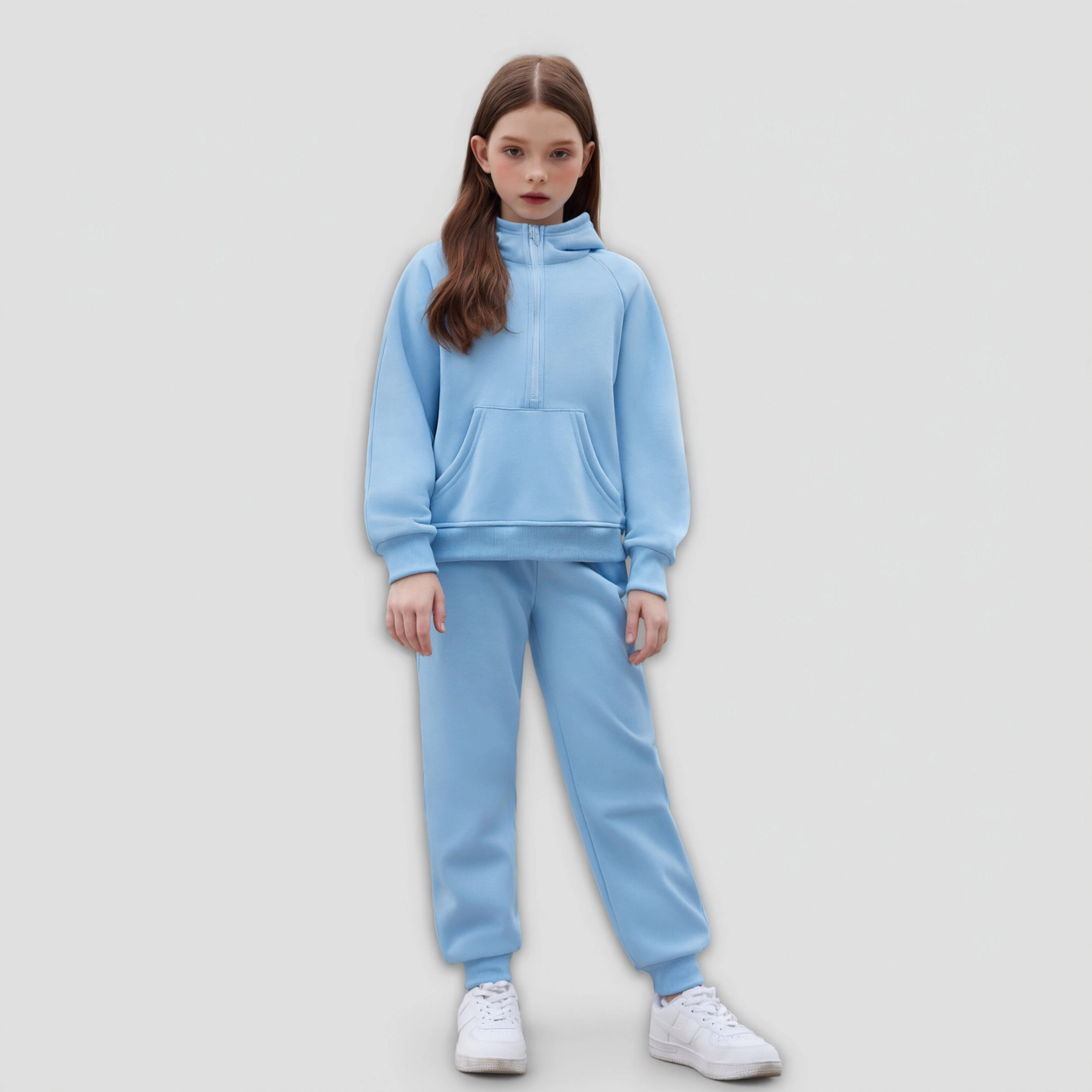 Arshiner Girls Half Zip Hoodie 2-Piece Fall Winter Jogger Tracksuit Set