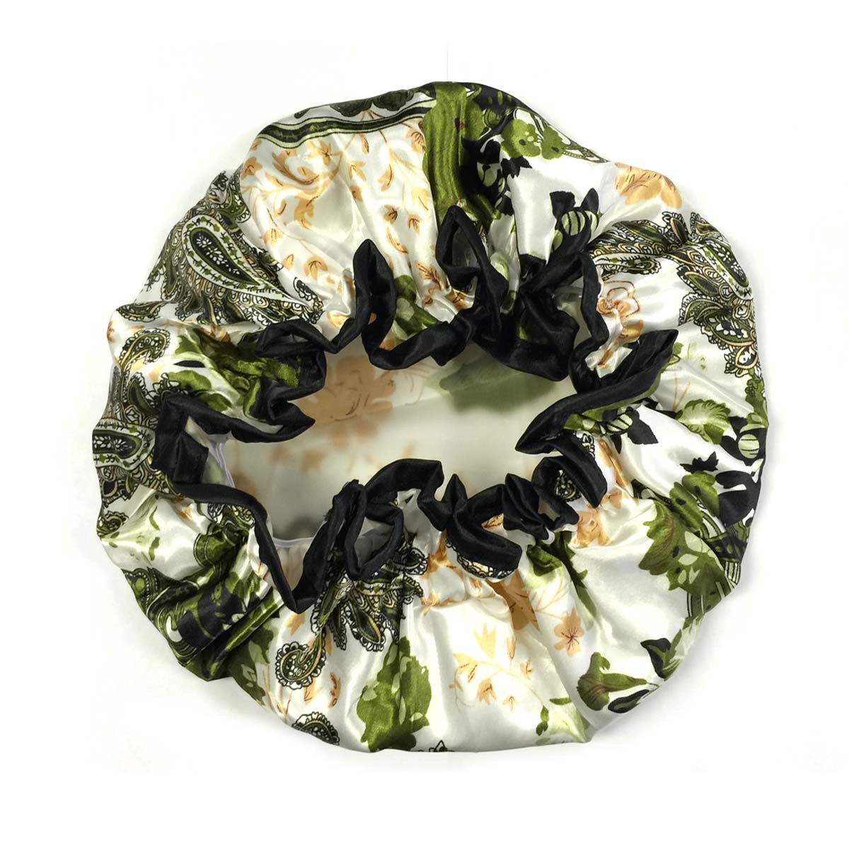 Wrapables Women's Trendy Satin Shower Cap, Paisley Foliage