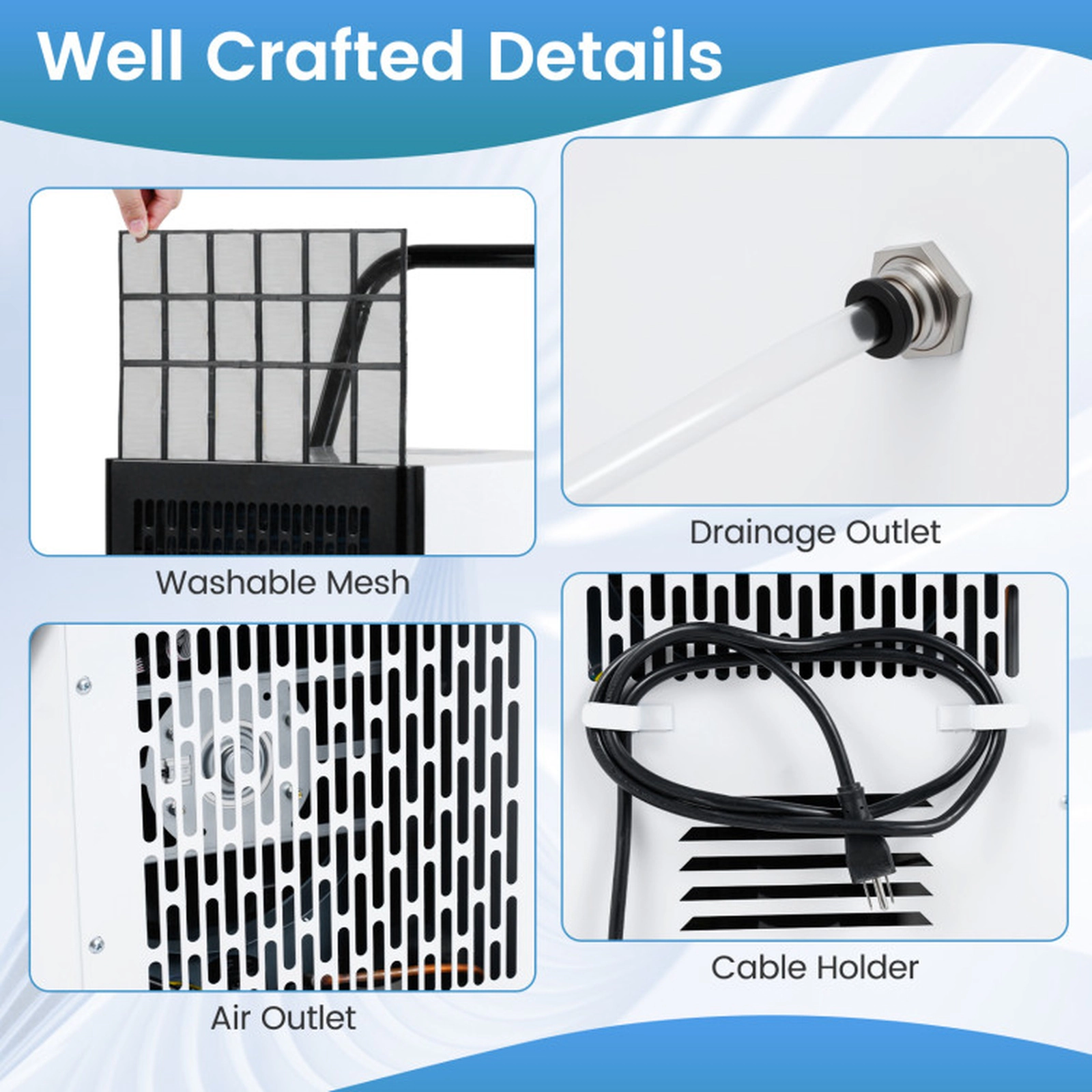 SUGIFT 189-Pint Commercial Dehumidifier with Built-in Water Pump 7500 Sq Ft Coverage White + Black