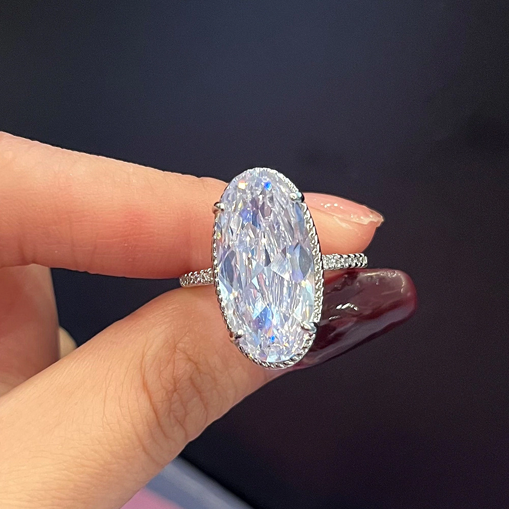 Large Oval Cubic Zirconia Engagement Ring for Women Wedding Jewelry