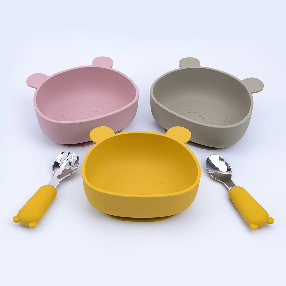 MyKids-USA Baby Cartoon Panda Shape Complementary Food Training Silicone Bowl