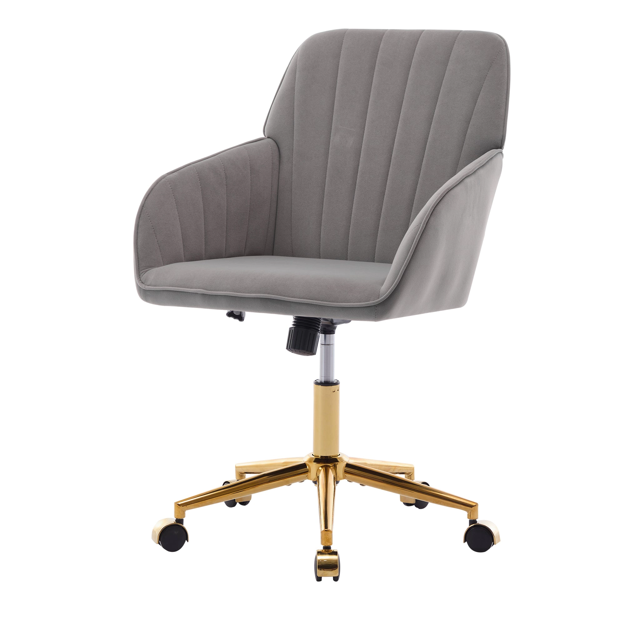 Platinum-Level Office Chairs TY Adjustable Velvet Office Chair, Gray, Gold Base Swivel