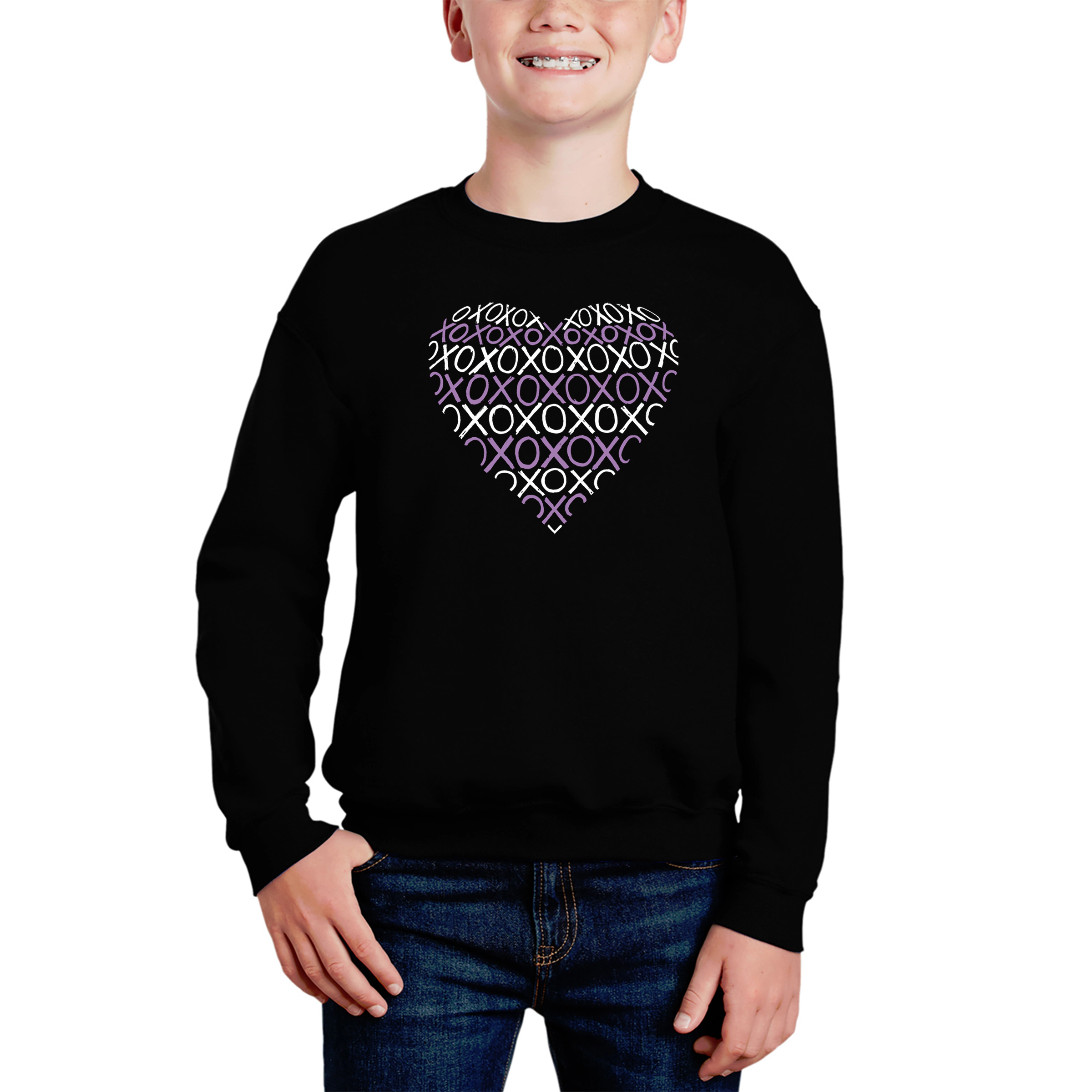 LA Pop Art Boy's Word Sweatshirt - Xoxo Heart