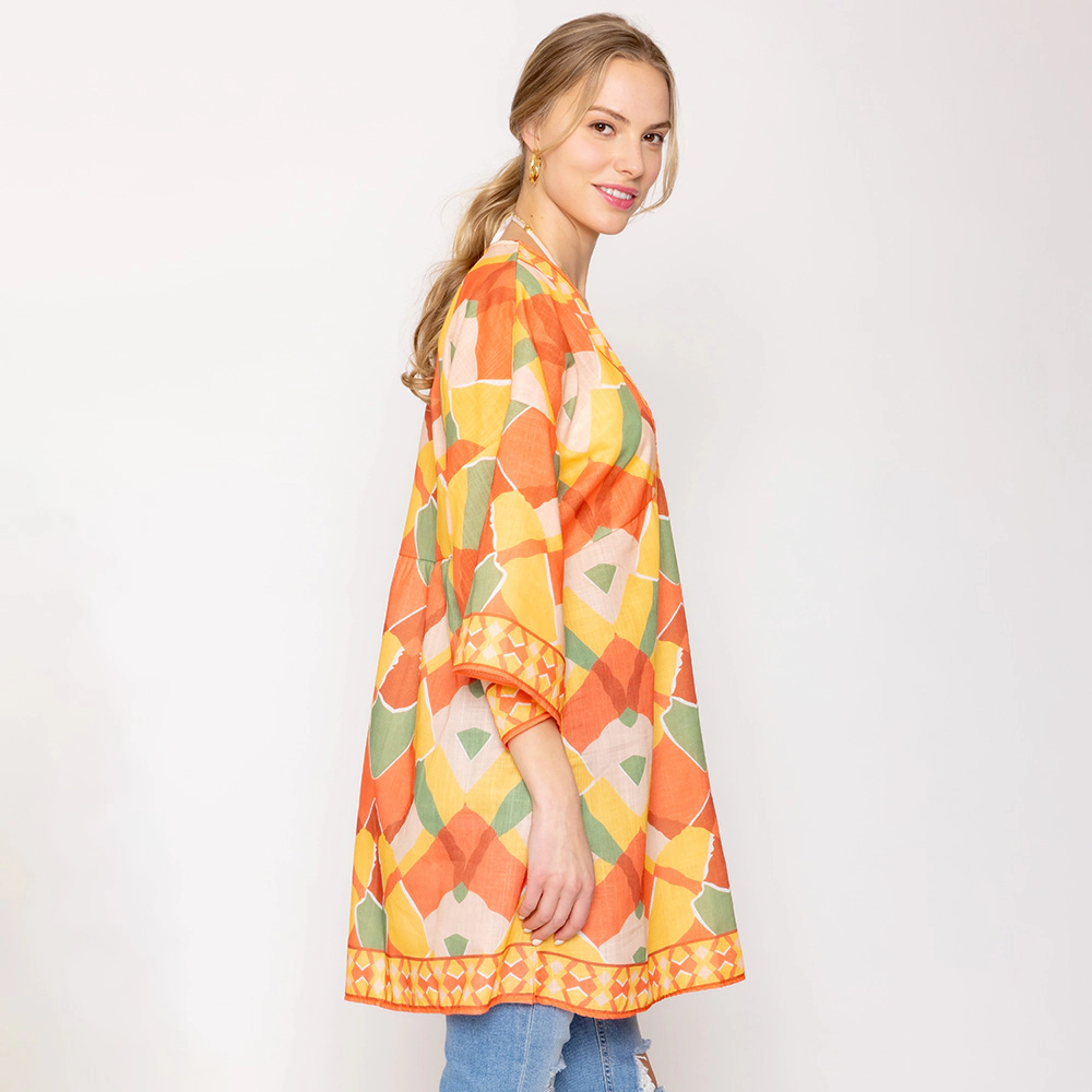 TRUEDAMES Women Geometric Print Cover Up Poncho