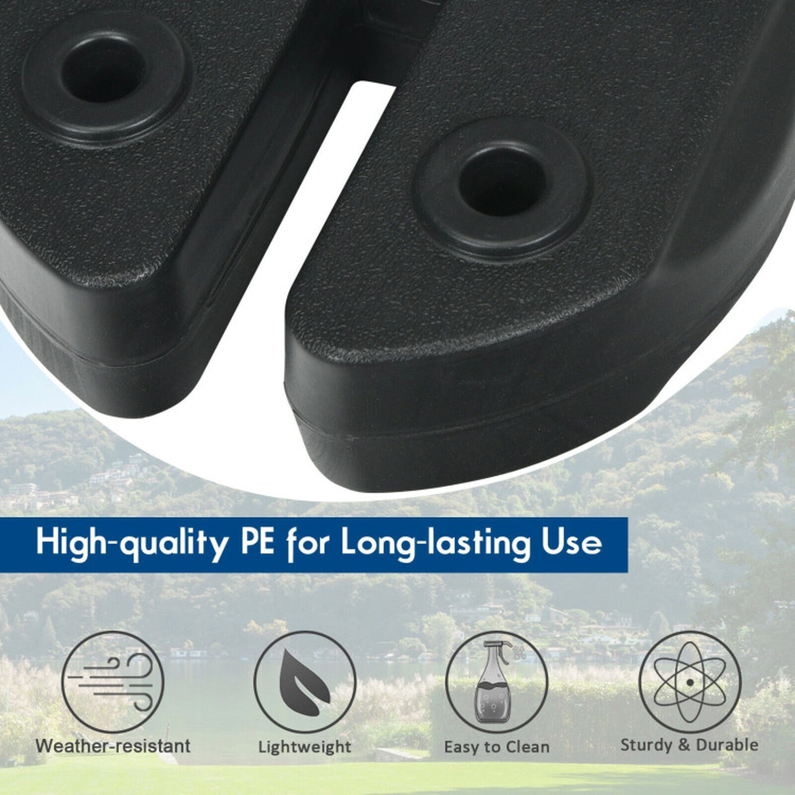 SUGIFT Set of 8 Black Stackable Canopy Tent Weight Plates with No-Pinch Slots 9.5-in W 9.5-in D 40-lb Total Fill