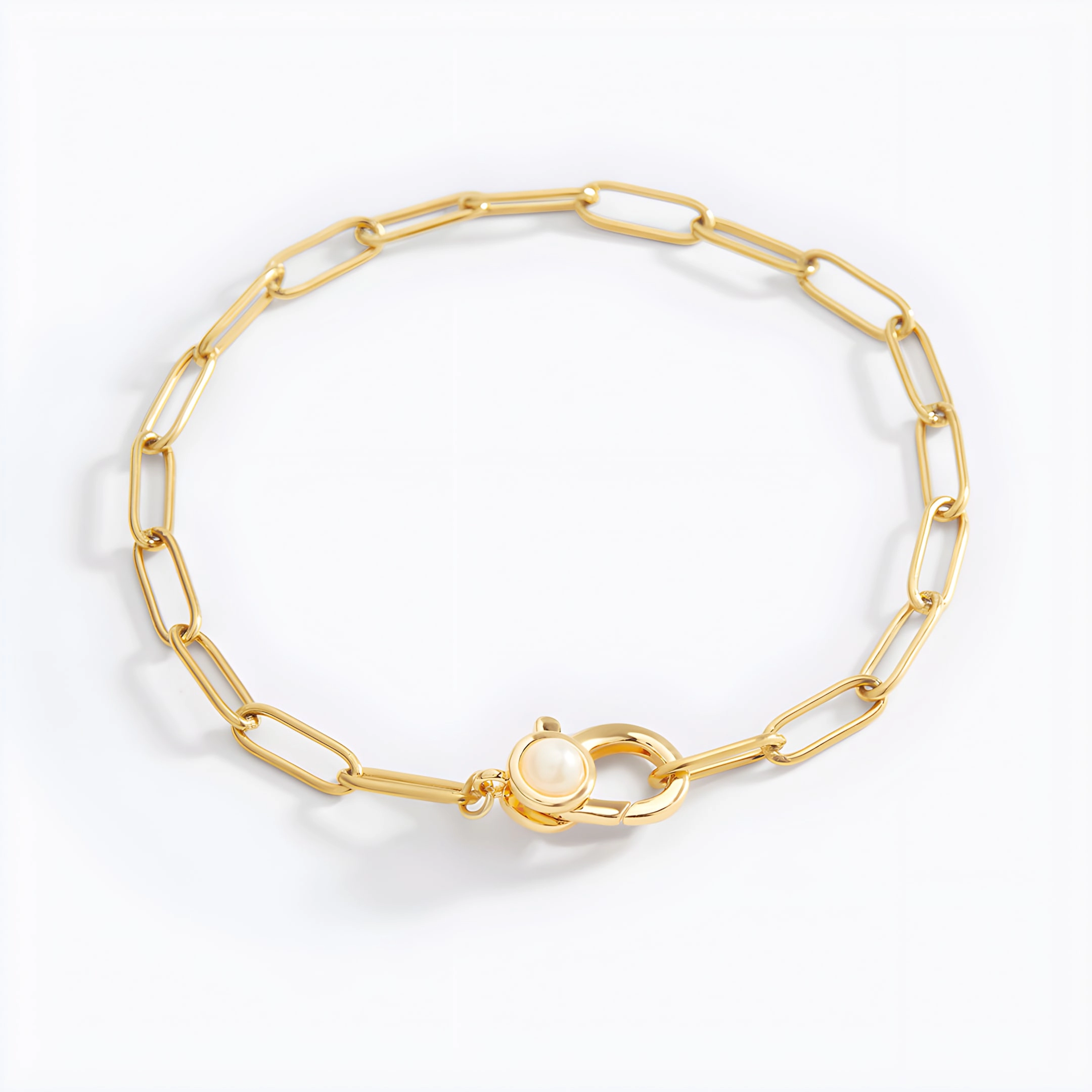 Mint & Lily Women's Paperclip Bracelet with Pearl Accent