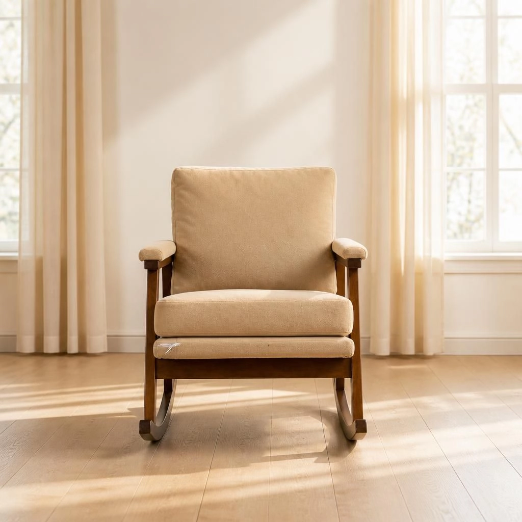 GOODSILO Soft Upholstered Teddy Fabric Rocking Chair