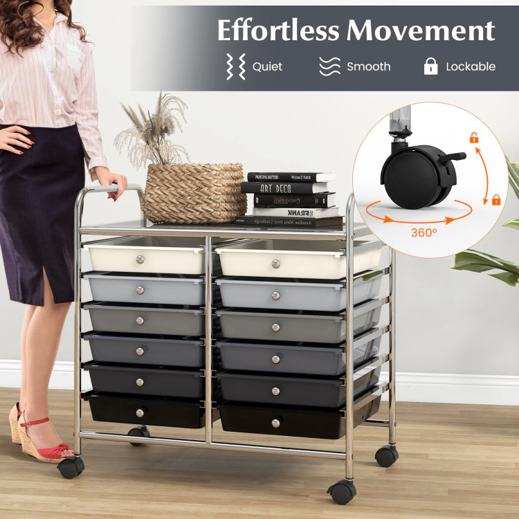 Hivvago 12 Drawers Rolling Storage Cart for Home and Office