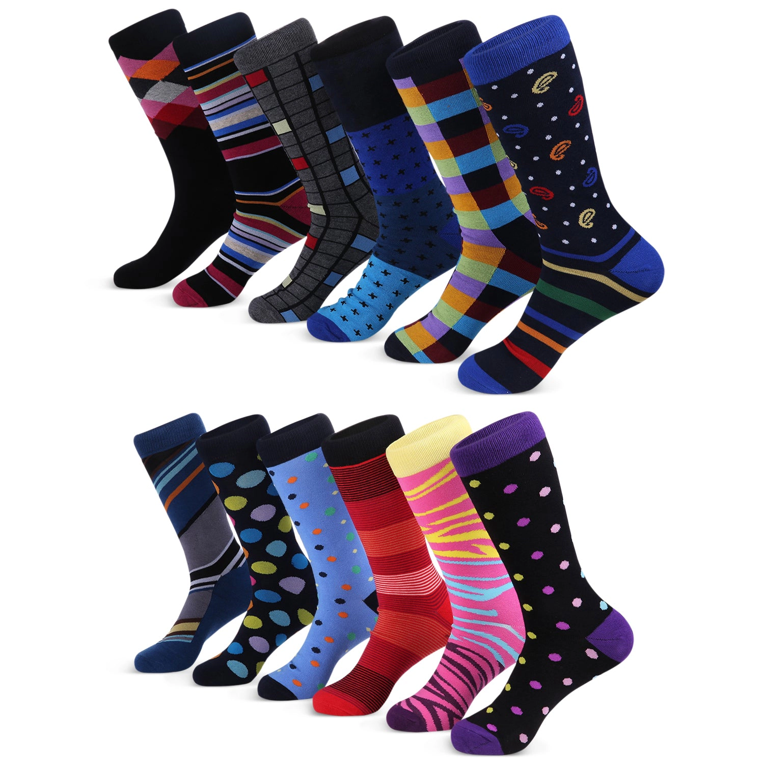 Mio Marino Men's Fashion Patterned Dress Socks 12-Pack Gift Set