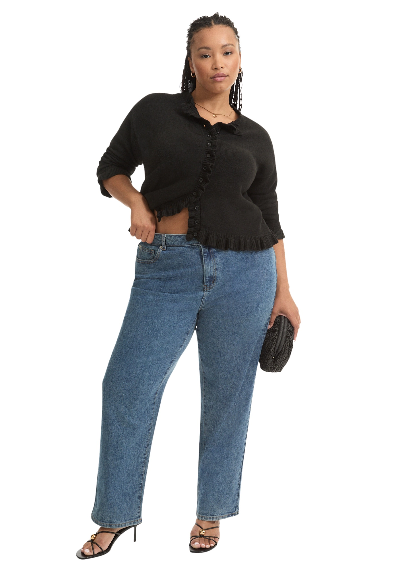 June & Vie Women's Plus Curvie-Fit High-Rise Straight-Leg Stretch Jeans