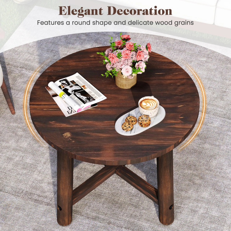 Hivvago Patio End Table With Solid Wood Structure For Garden Deck Poolside And Indoors-Brown