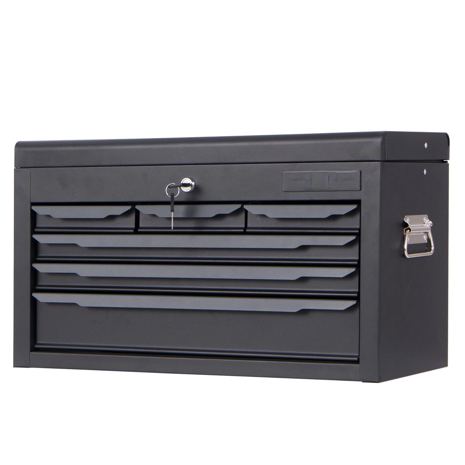 SUGIFT 6-Drawer Lockable Top Compartment Steel Tool Chest Case 24-in x 10.5-in x 14-in 120-lb Capacity Black