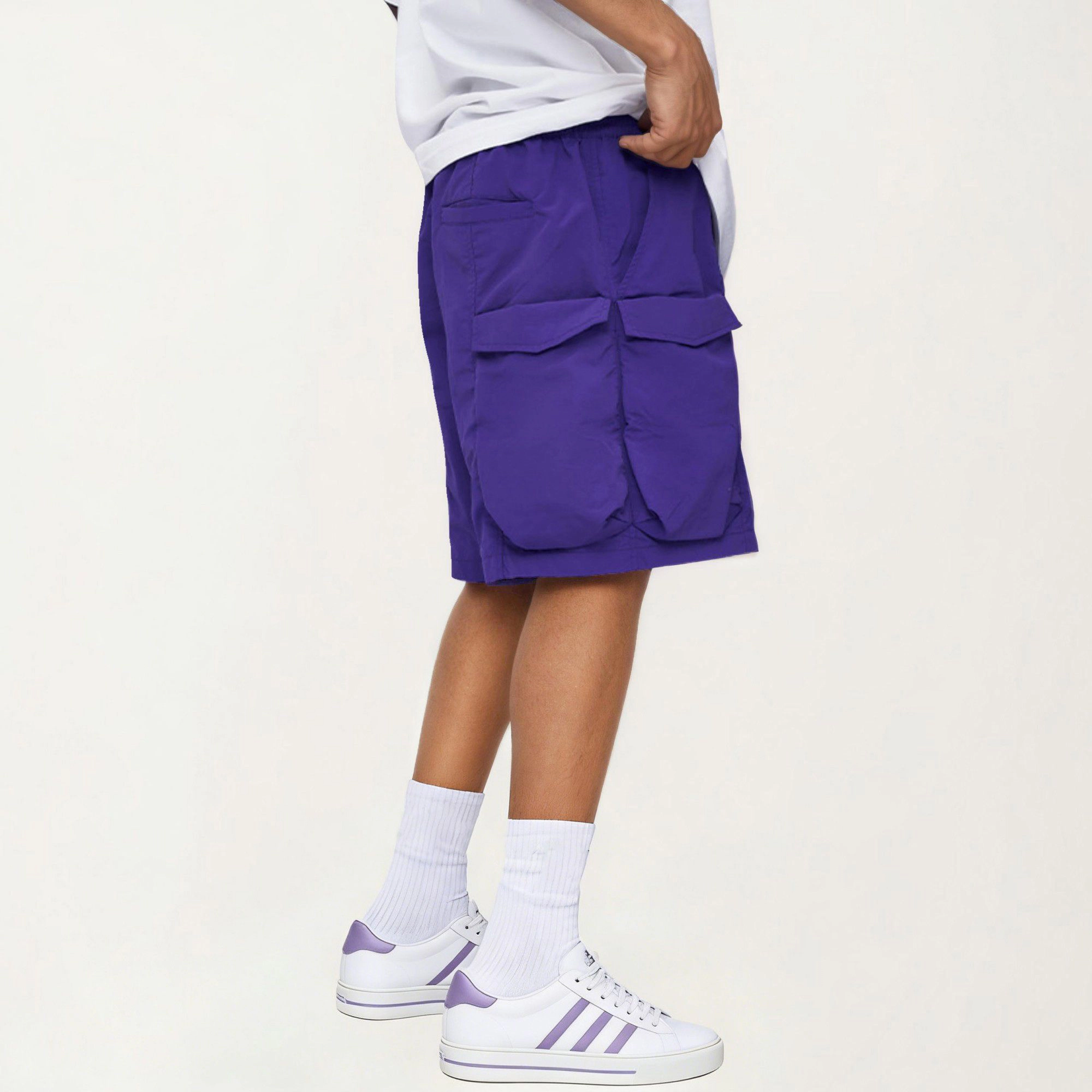 Anna-Kaci Men's Multi-Pocket Drawstring Waist Relaxed Fit Casual Cargo Shorts with Zipper Details