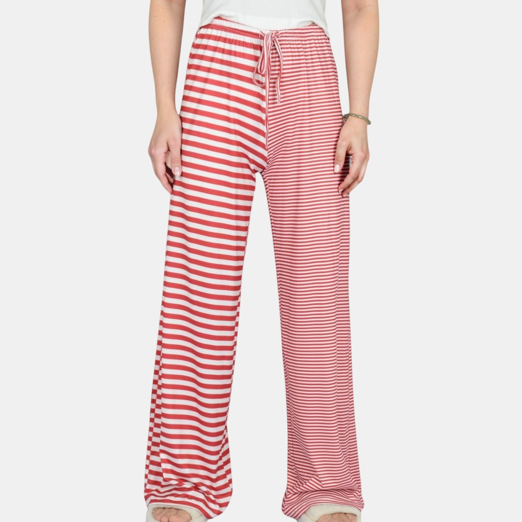 Anna-Kaci Women's Striped Drawstring Lounge Pants with Wide Leg and Stretch Fabric