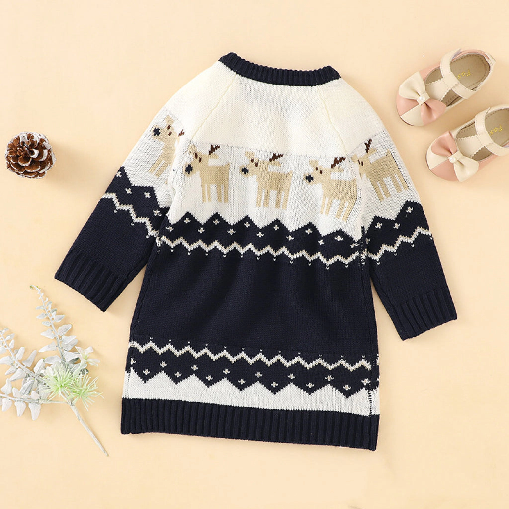 MyKids-USA Baby Girl Embroidered Pattern Long Sleeve Autumn Style Christmas Dress