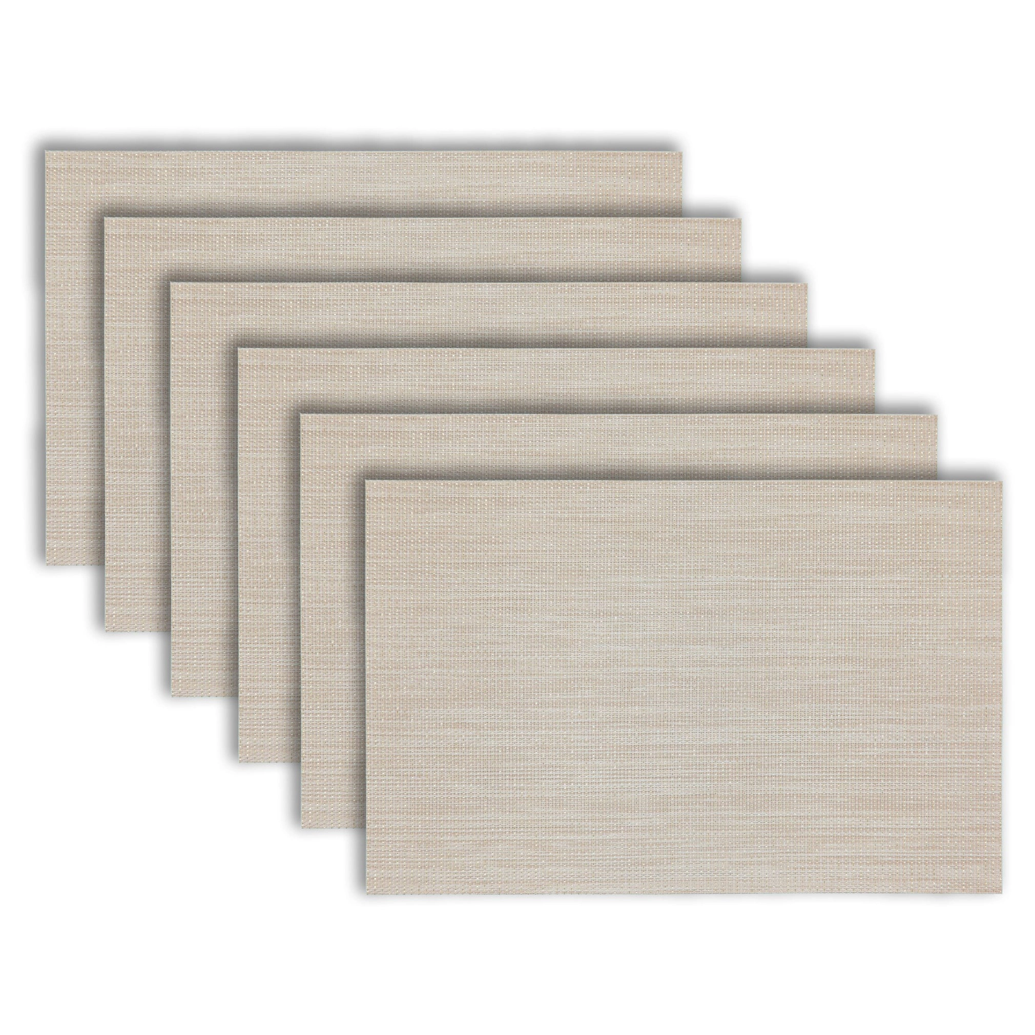 Dainty Home Natural Shimmer Woven Vinyl Reversible Rectangular 12" x 18" Placemat Set of 6