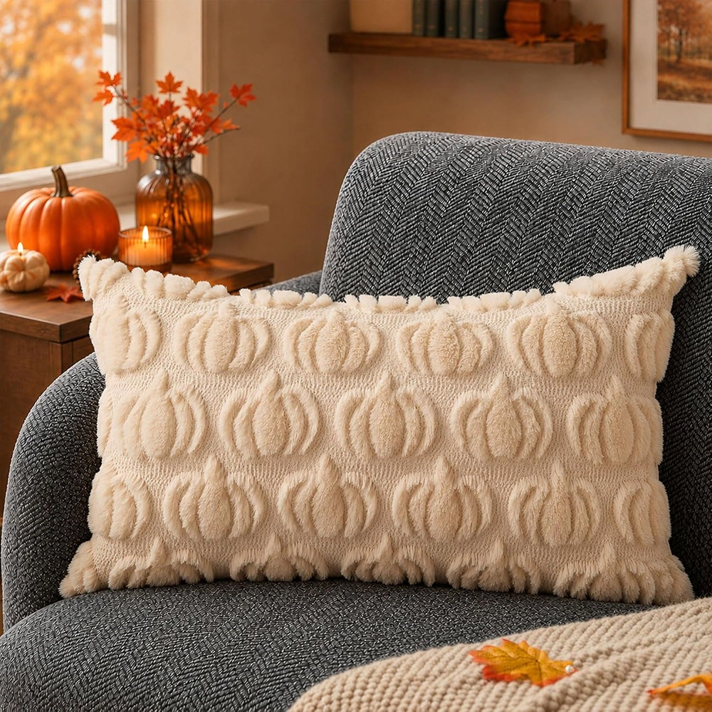 ACPJR Fall Pumpkin Throw Pillow Covers Set of 2, 18x18 Inch, Orange