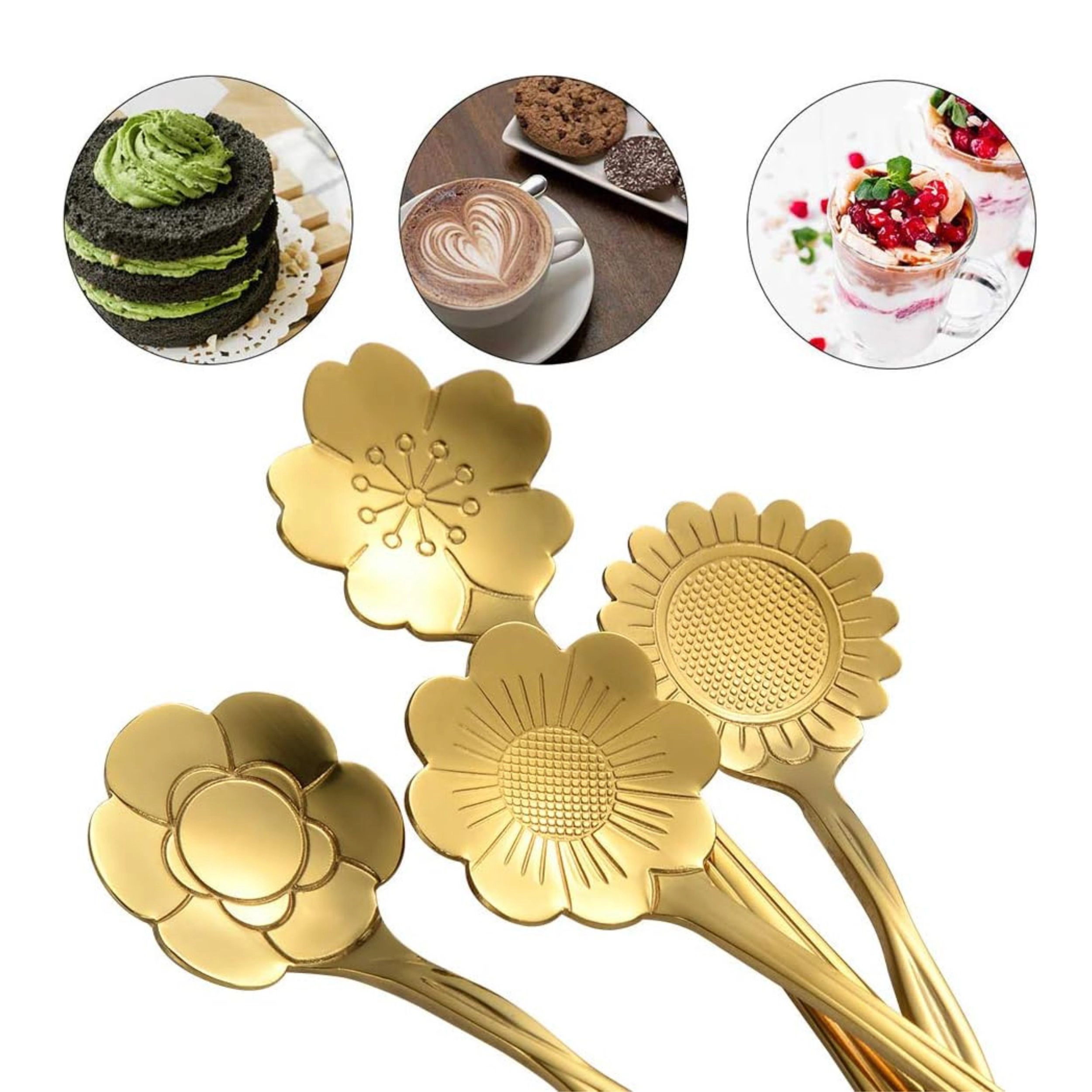 Stock Preferred Pack of 8 Stainless Steel Flower Coffee Spoon Set 4.9 Inch Tea Scoops