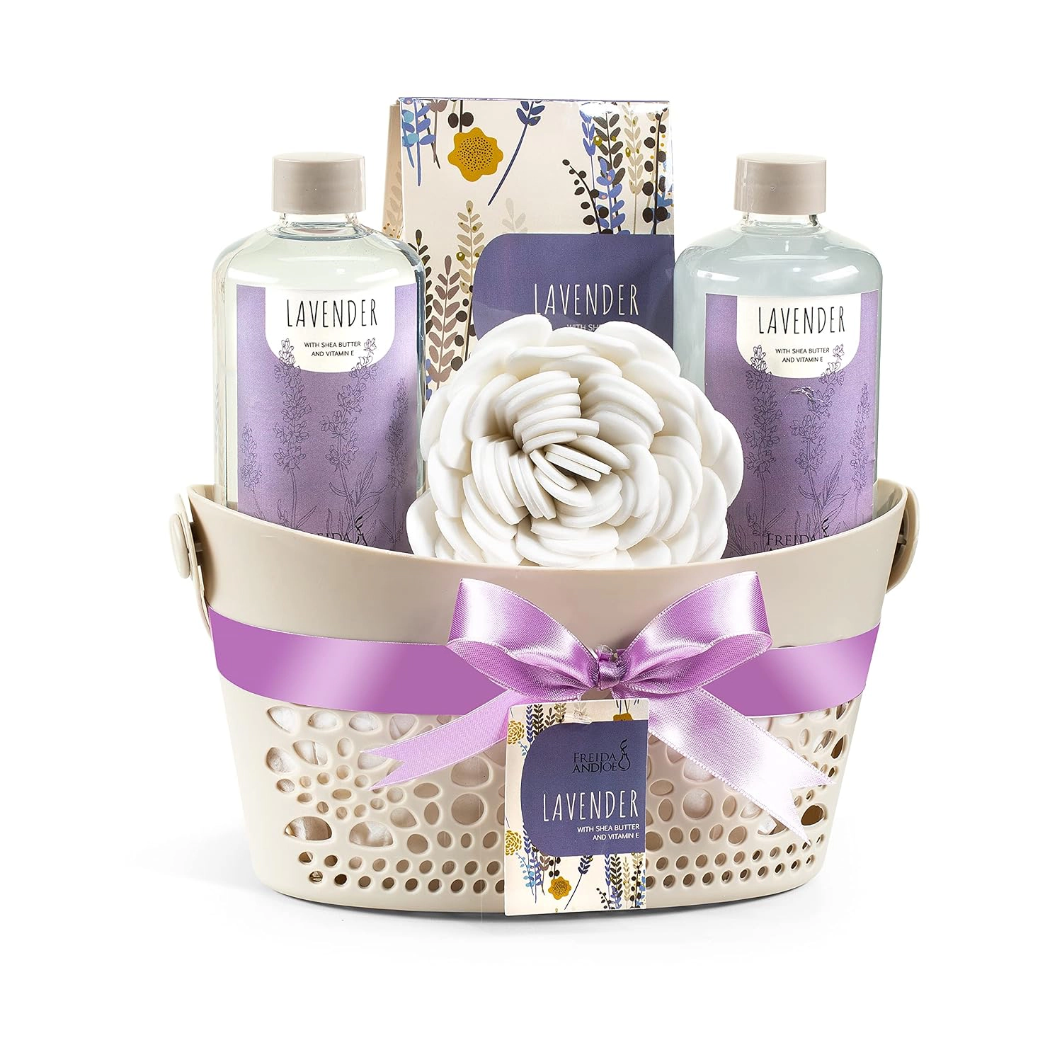 Freida and Joe Women Lavender Bath & Body Spa Gift Set Basket