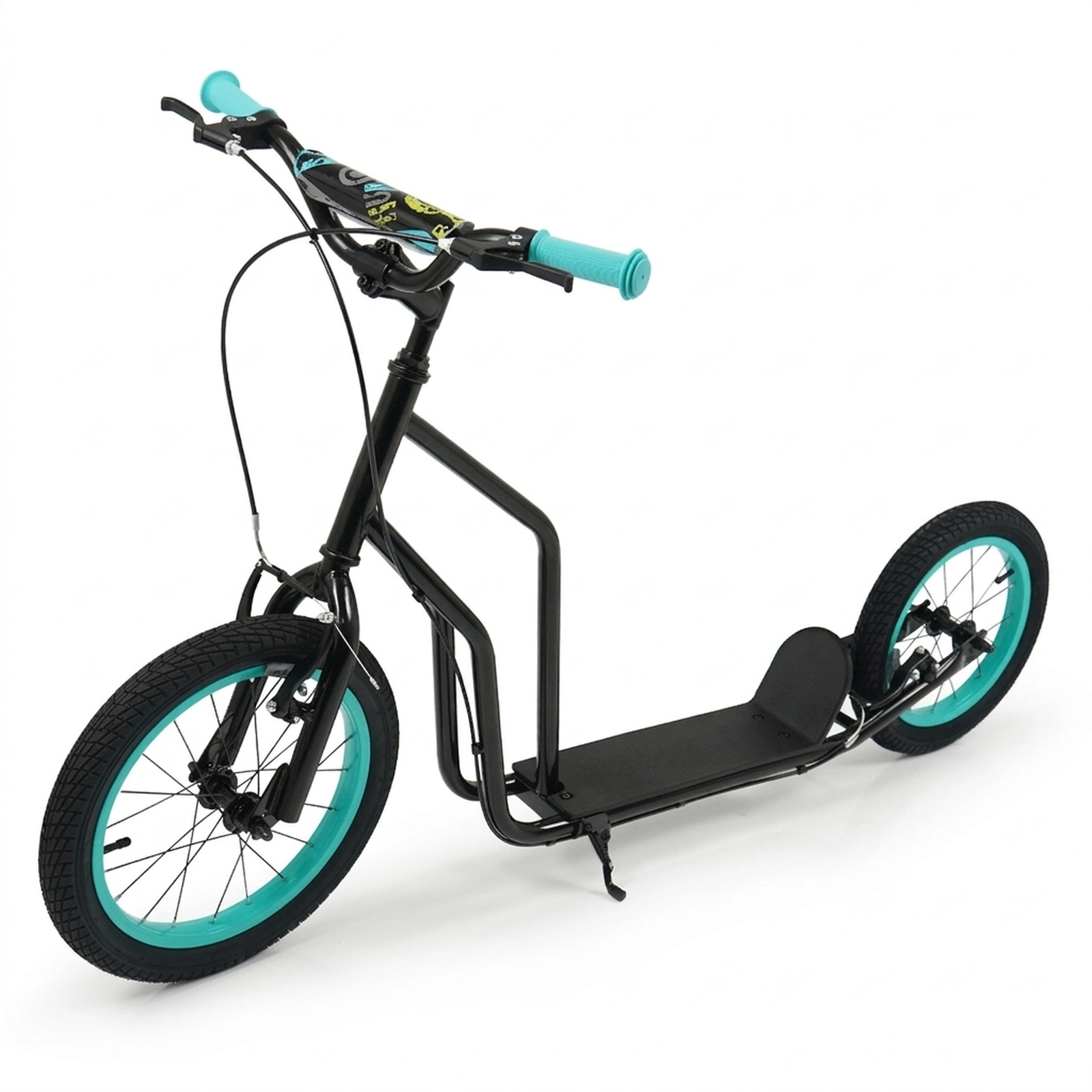 SUGIFT Youth Scooter with Adjustable Handlebar and 16/14-in Inflatable Wheels 110-lb Capacity Ages 8+ Black