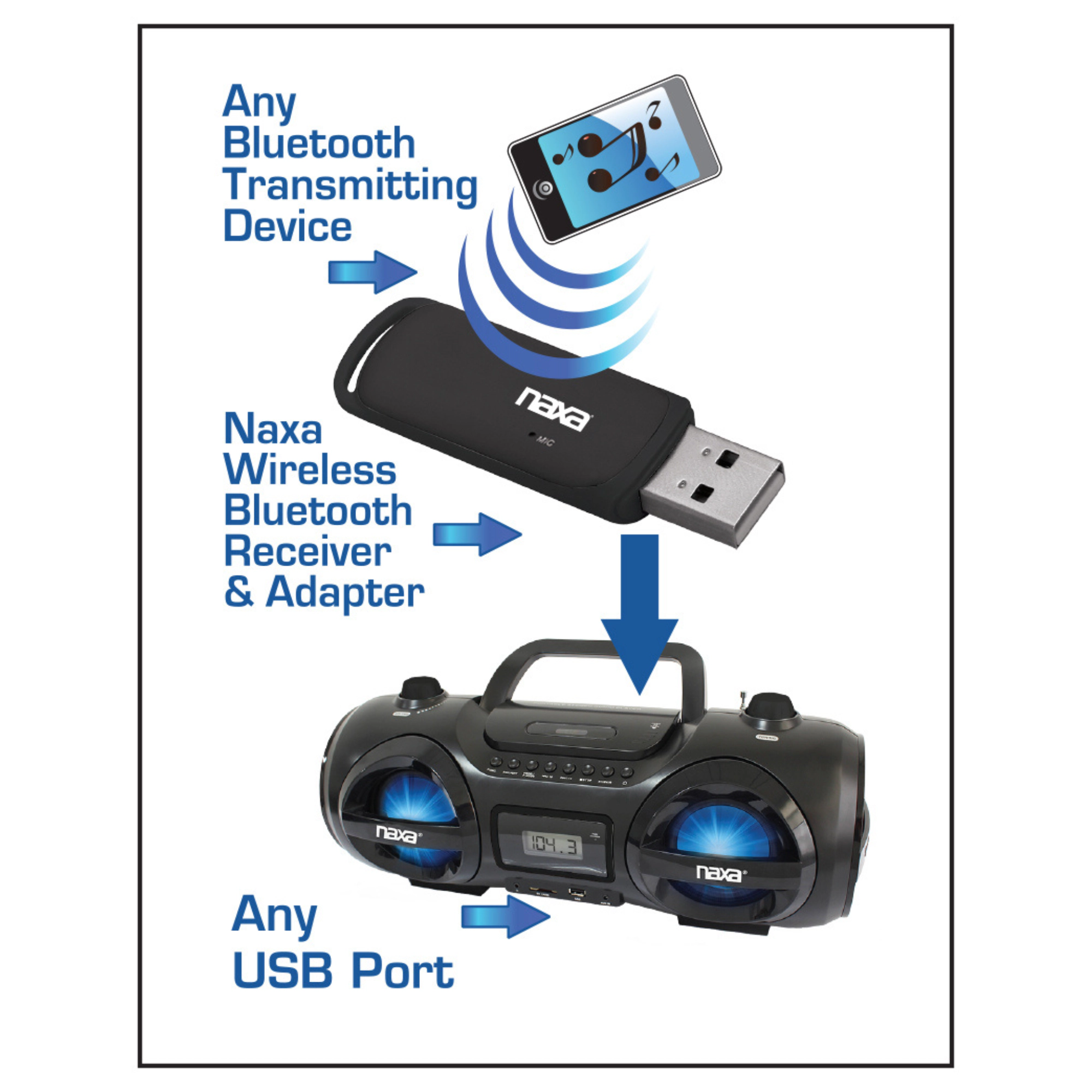 Naxa Wireless Audio Adapter with Bluetooth