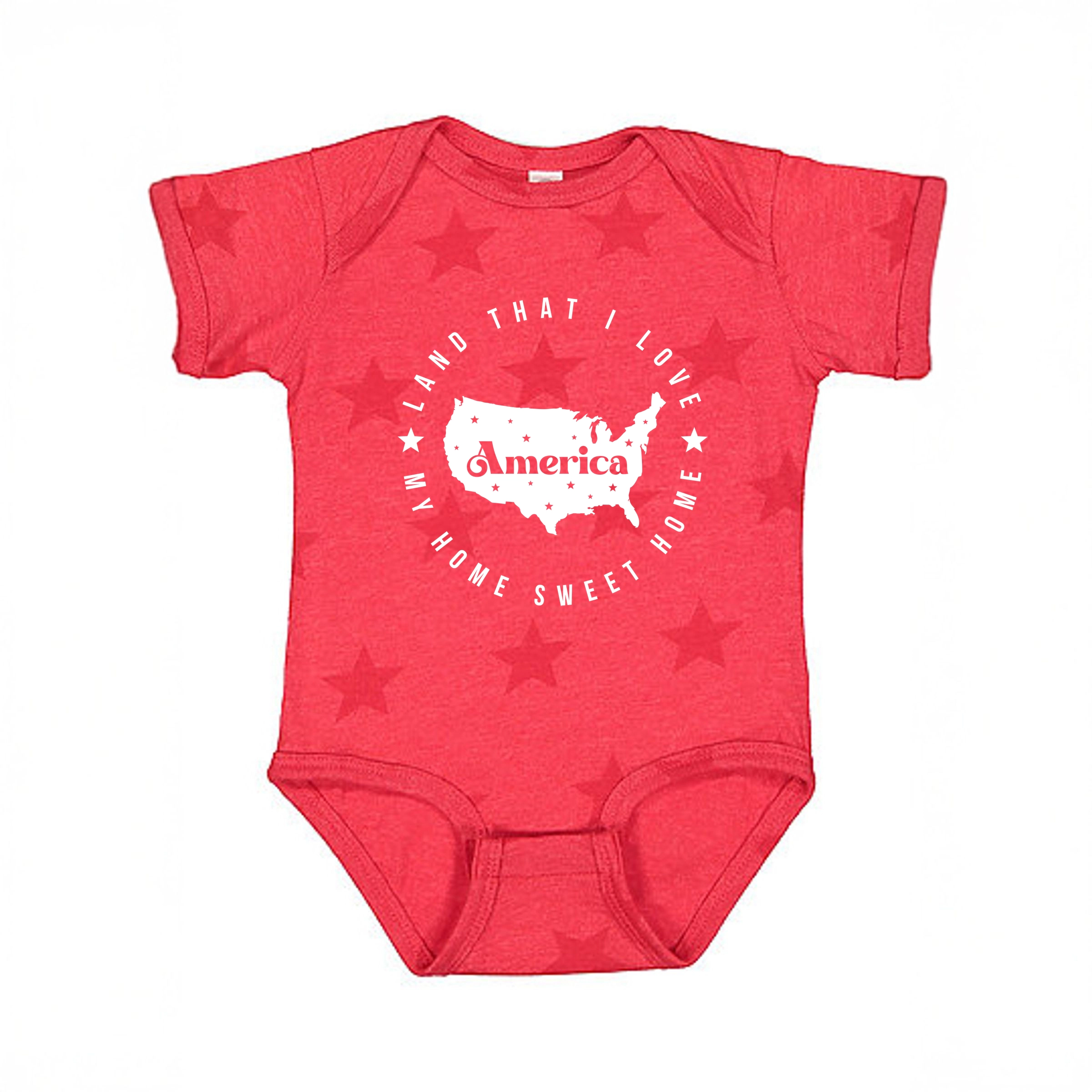 The Juniper Shop - Land That I Love Circle Baby Short Sleeve Star Bodysuit
