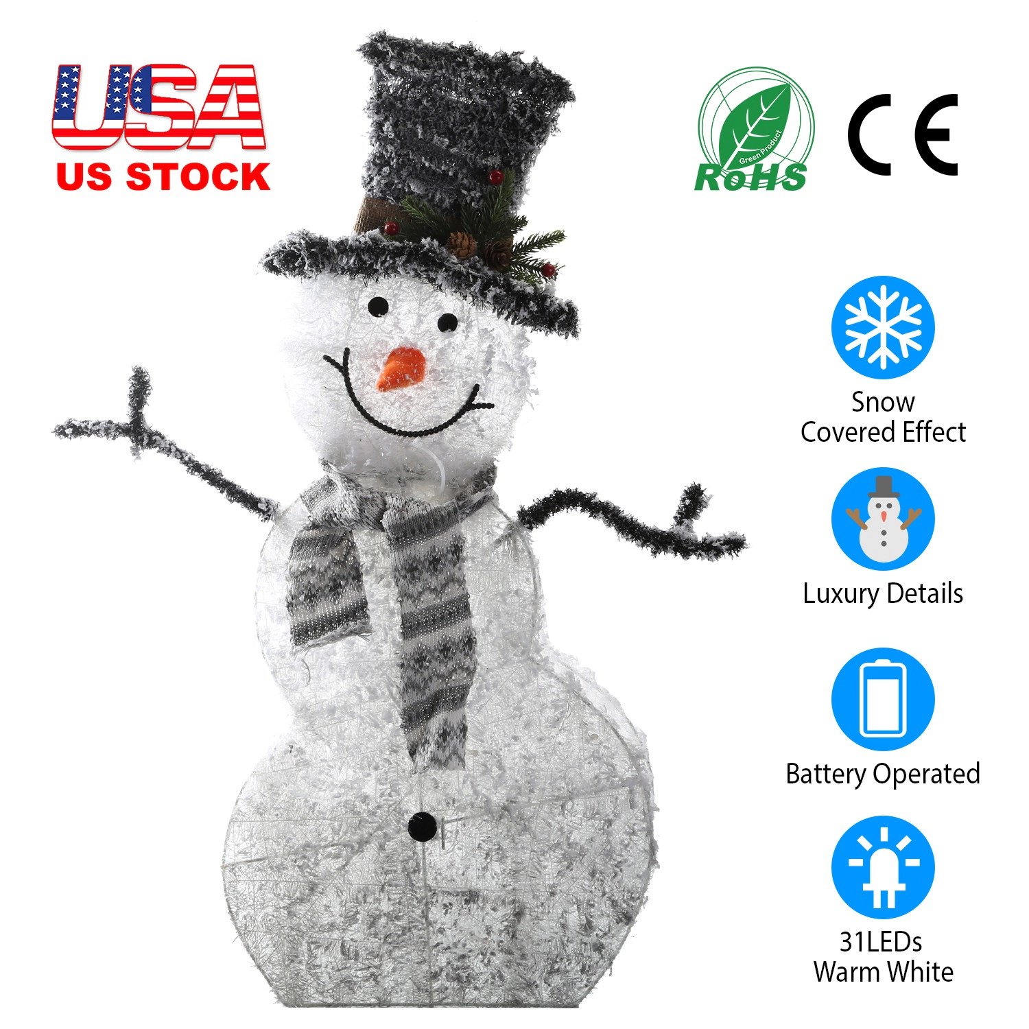 IMounTEK Unisex Collapsible LED Snowman Decoration