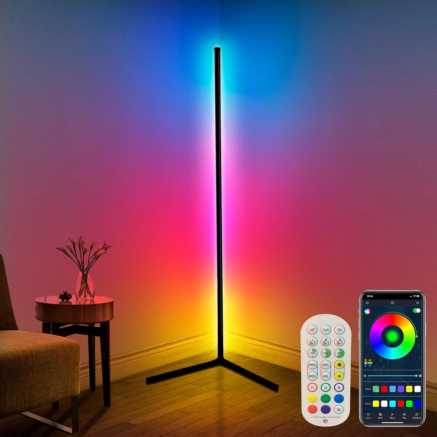 EP Light 55" RGB Metal Corner Lamp LED Floor Lamp