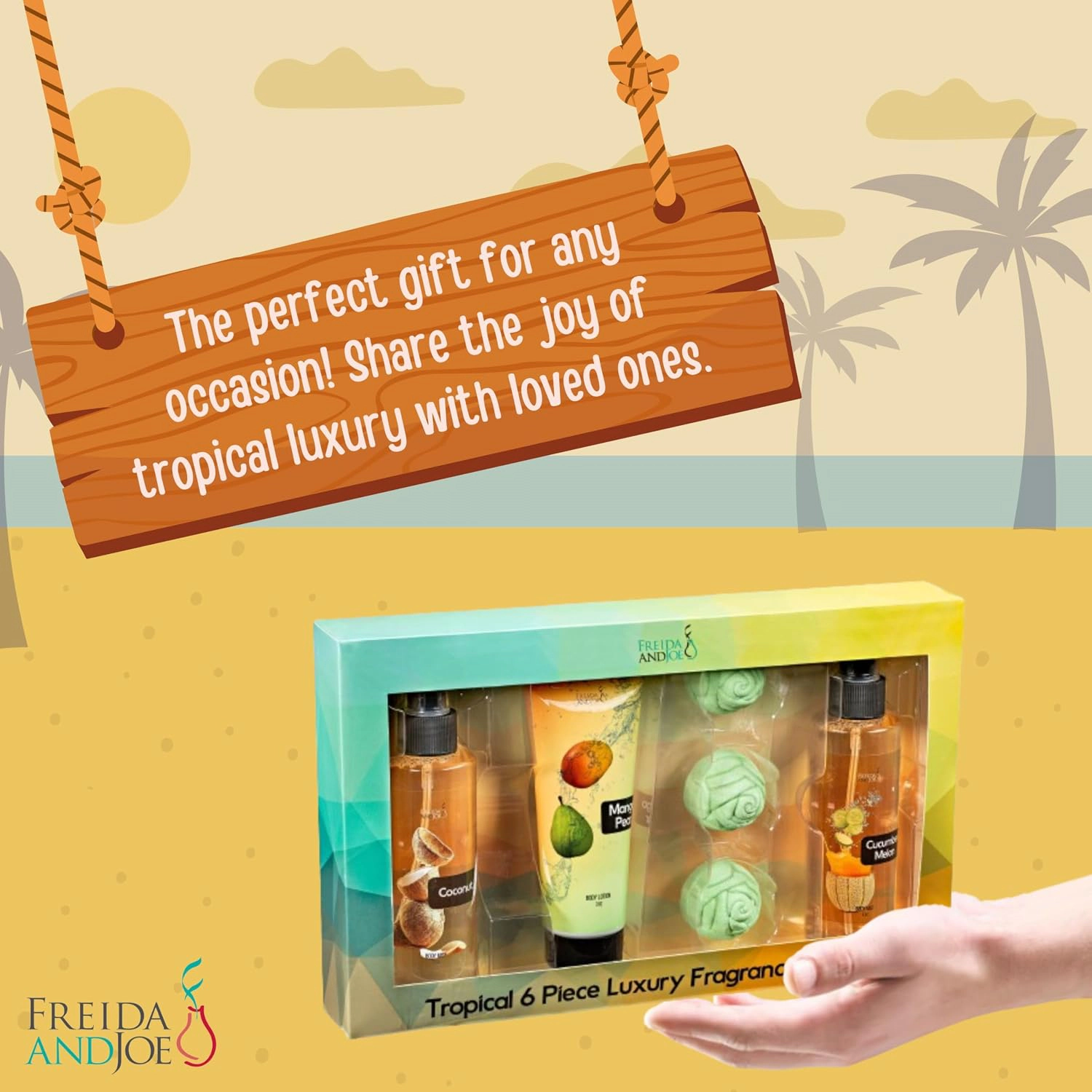 Freida and Joe Women Tropical Coconut, Cucumber, Mango Pear Body Splash With Fizzers Set