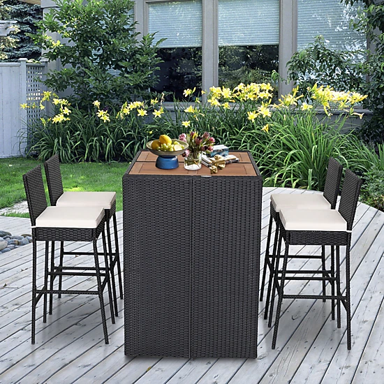 LJG 5 Pieces Patio Acacia Wood Dining Set