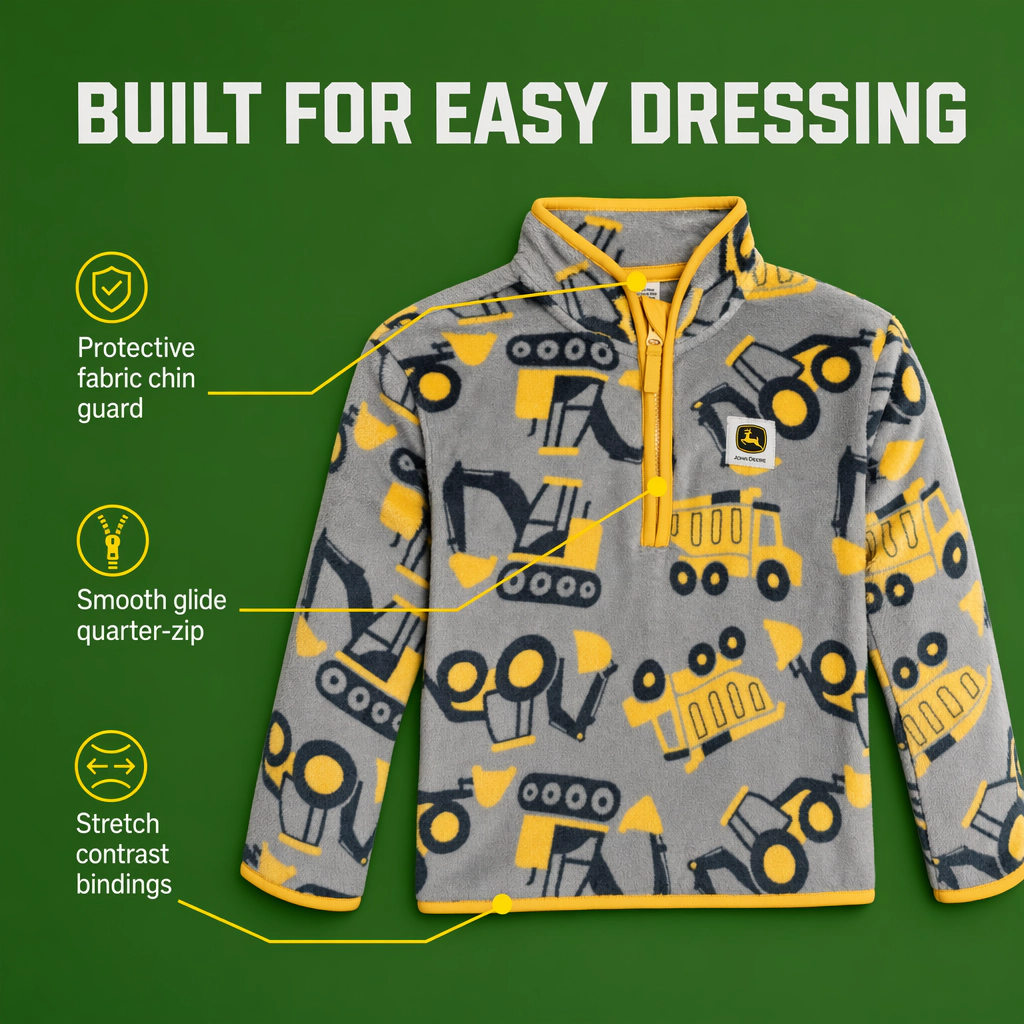 John Deere Boys' Fleece Quarter-Zip Sweatshirt