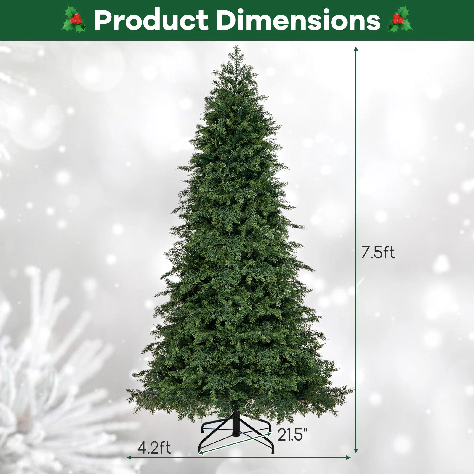SlickBlue Green Artificial Christmas Tree with PE and PVC Branches