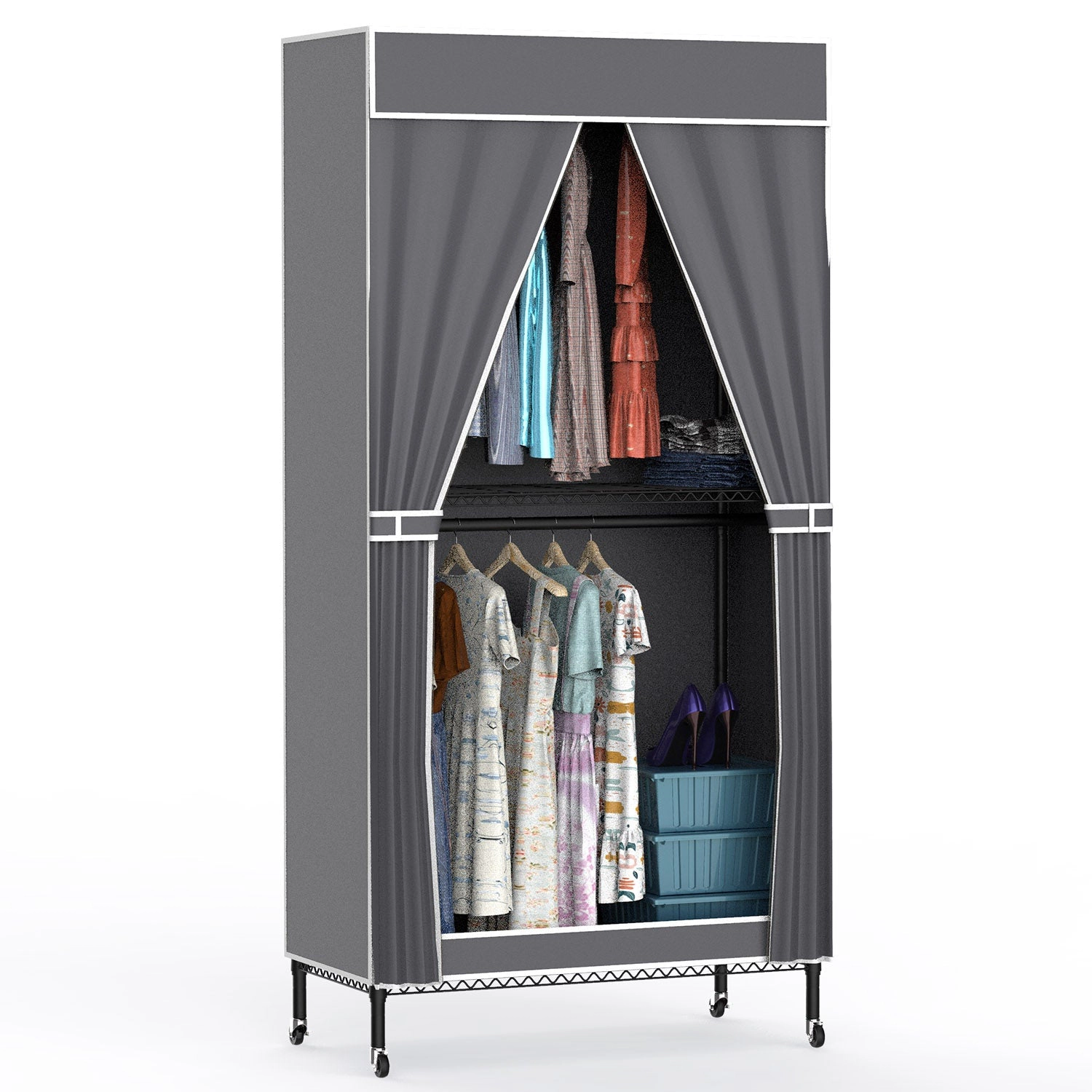 GBruno 2-Tier Portable Clothing Rack With Cover