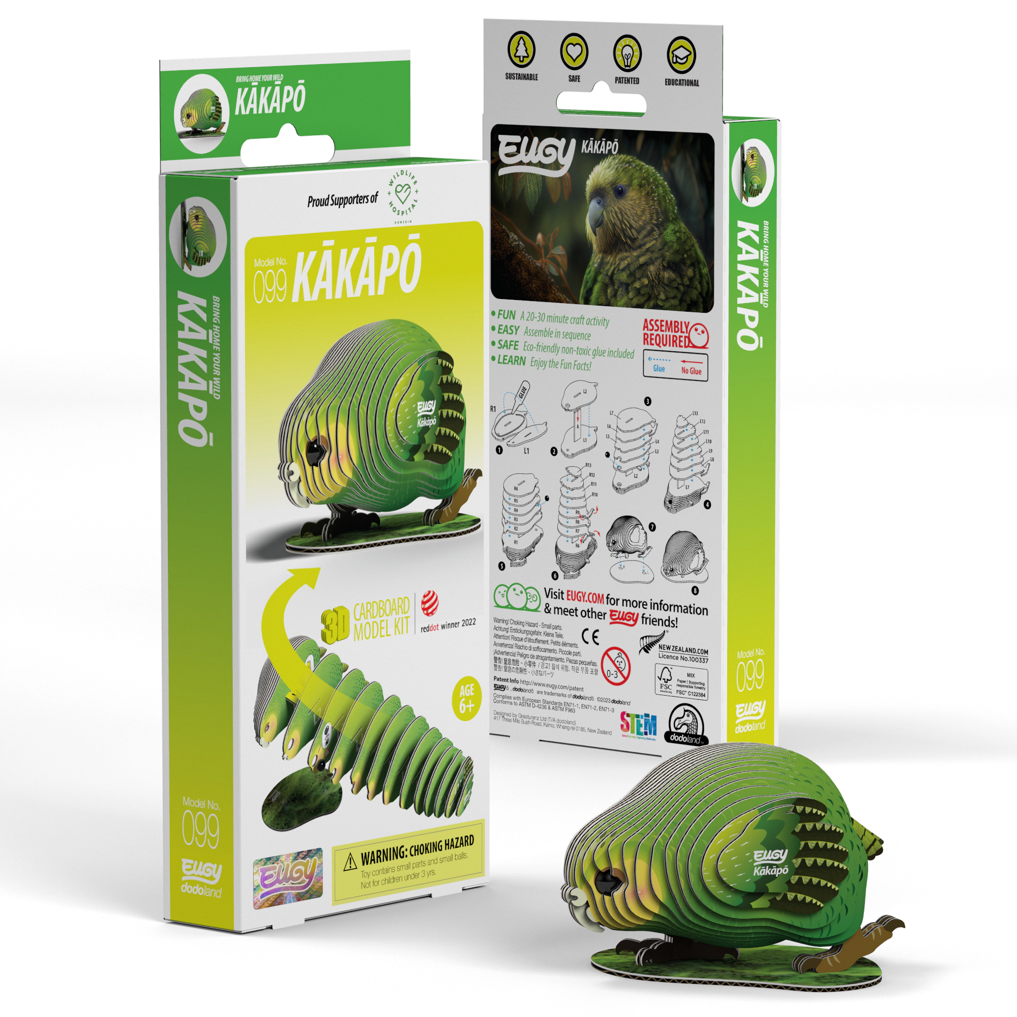 EUGY Kakapo 3D Puzzle - contains 27 puzzle pieces