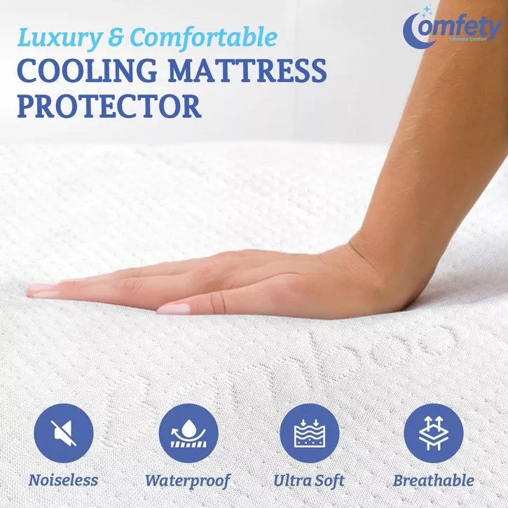 Comfety Waterproof Mattress Protector Bamboo Viscose, Ultra Soft Leak-Proof Mattress Cover - Hypoallergenic Breathable