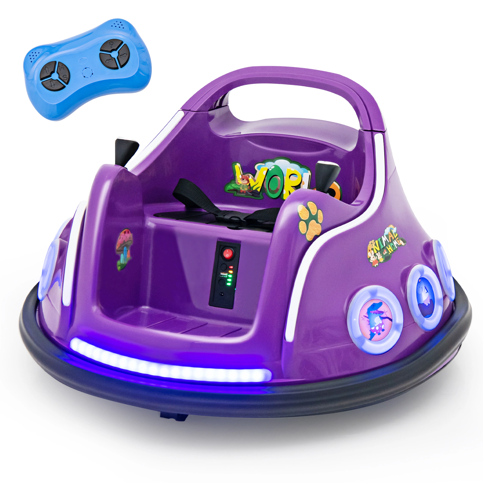 SUGIFT 12V Electric Ride On Car with Remote Control and Flashing LED Lights 66-lb Capacity Ages 37-96 Months Purple