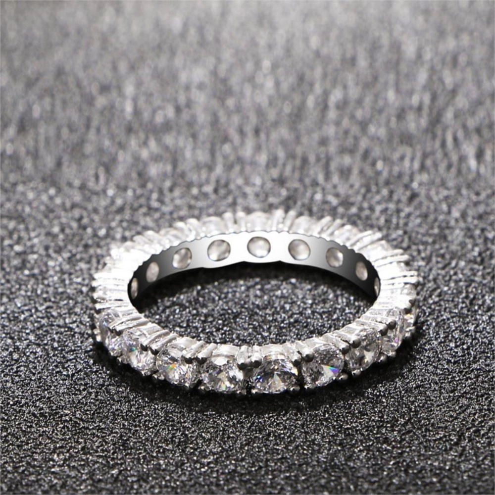 Wardrobe Whimsy Full Eternity Round Cubic Zirconia Silver‑Tone Band Ring
