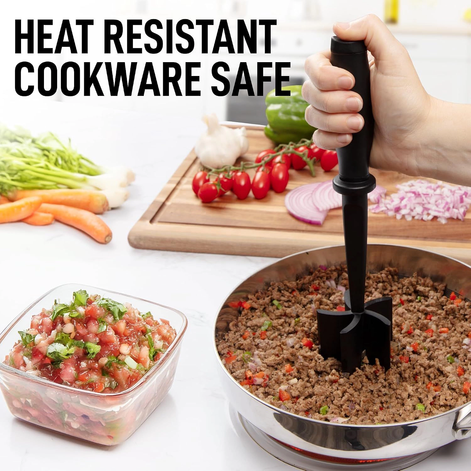 Zulay Kitchen Hamburger Smasher & Meat Chopper for Ground Beef